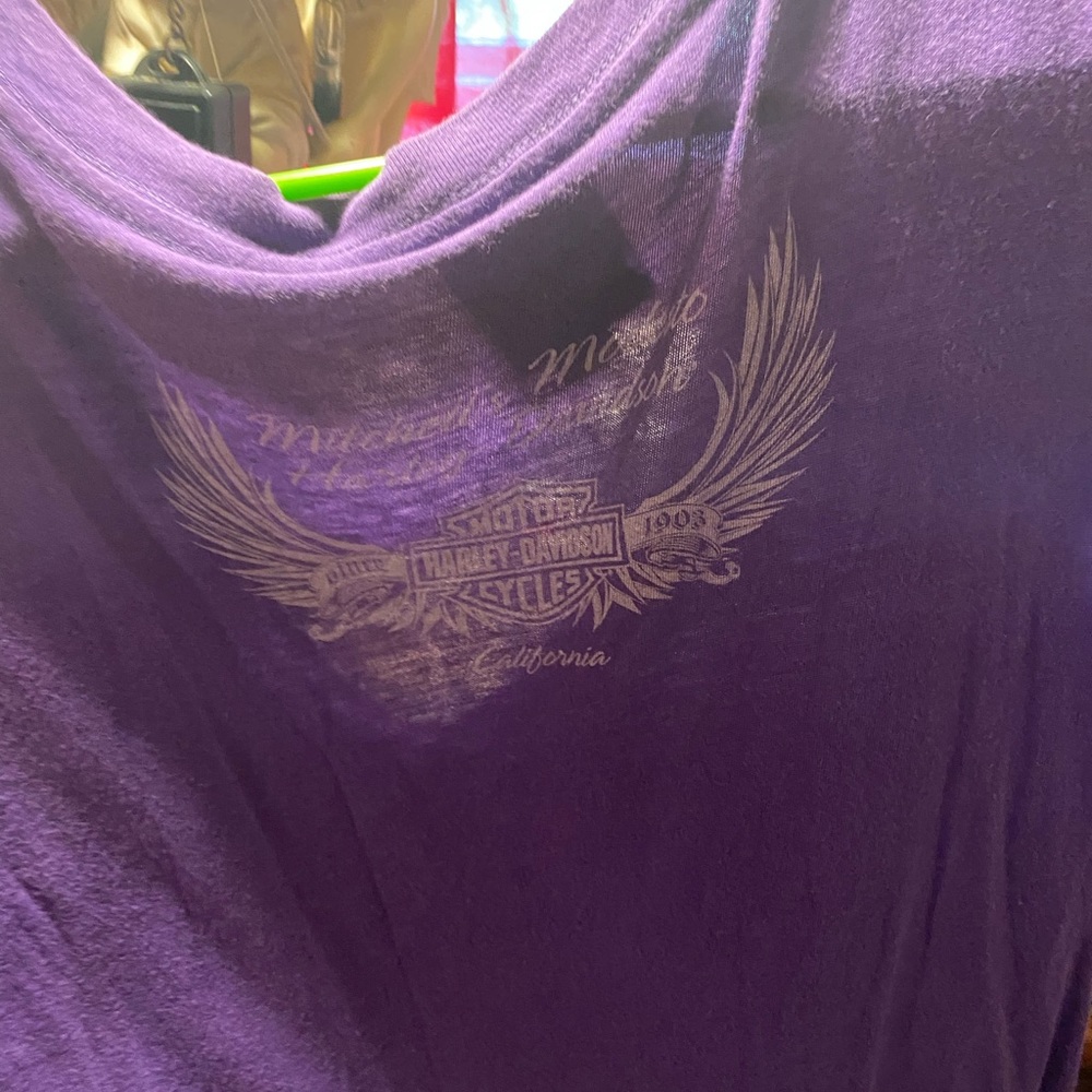 Harley Davidson shirt.  Purple